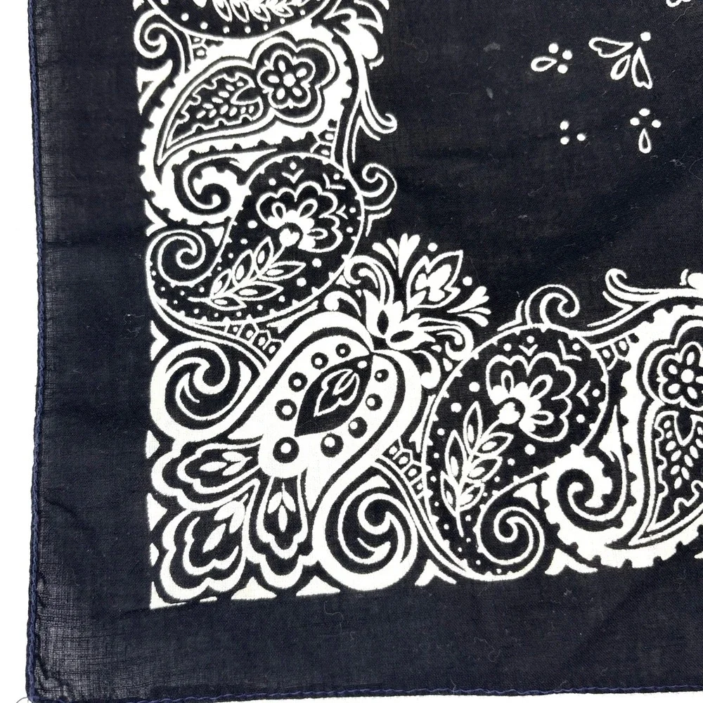 Fast Color Black White Bandana‎ All Cotton Selvedge Edge Vintage RN 14193